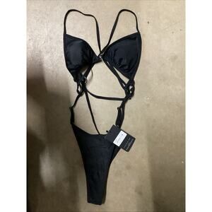 Iconswim Black Monokini Anchors Away Swimsuit Black Size Medium